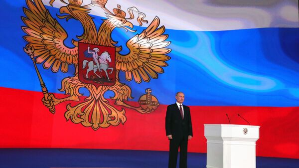 Russian President Vladimir Putin after delivering his annual Presidential Address to the Federal Assembly at the Manezh Central Exhibition Hall (File) - Sputnik Türkiye