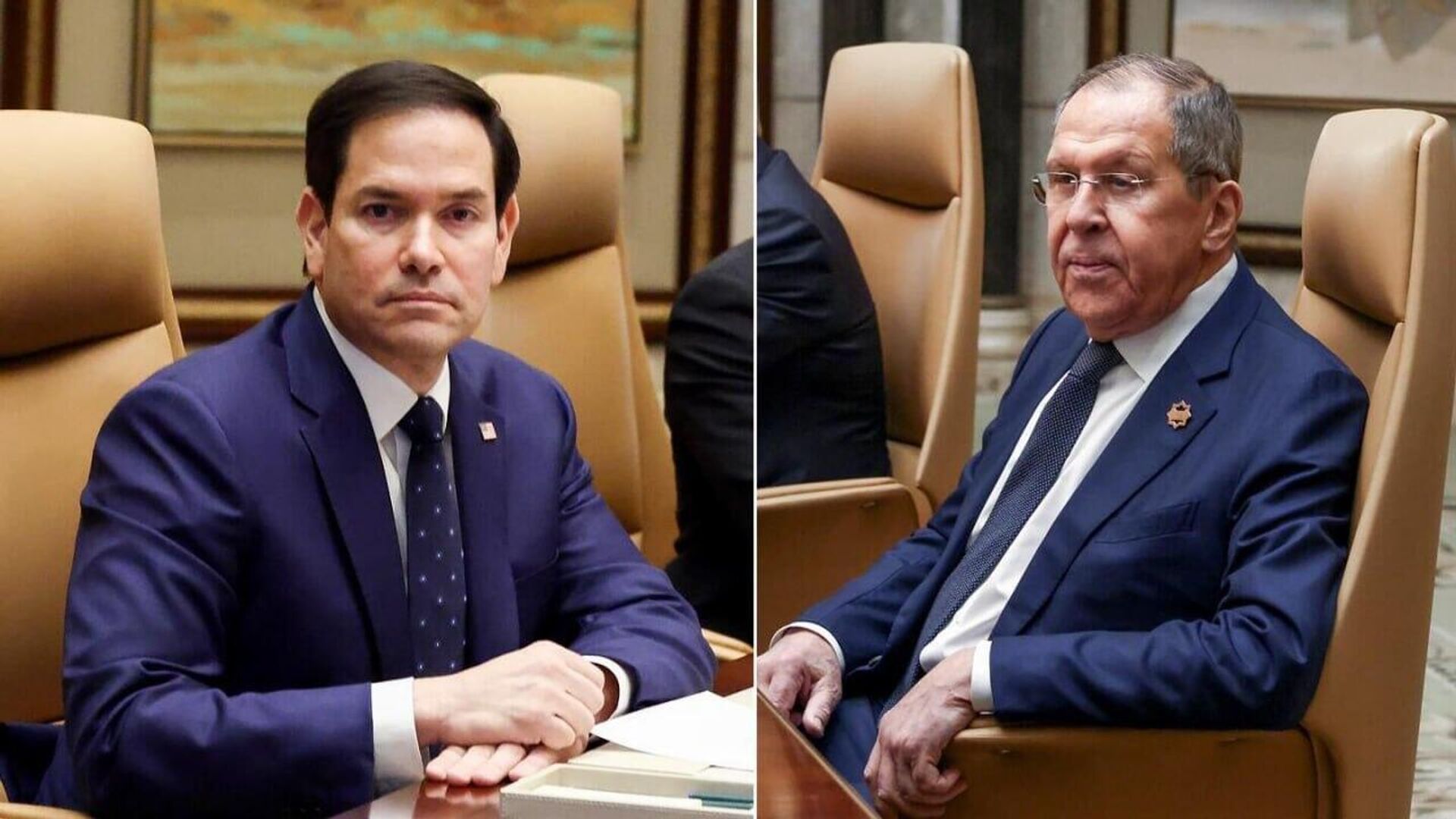 O secretário de Estado dos EUA, Marco Rubio e o ministro das Relações Exteriores da Rússia, Sergei Lavrov O secretário de Estado dos EUA, Marco Rubio e o ministro das Relações Exteriores da Rússia, Sergei Lavrov - Sputnik Türkiye, 1920, 16.03.2025