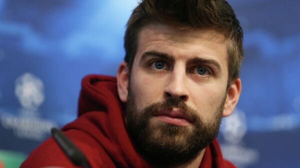 Fotball - FC Barcelona Press Conference - Etihad Stadium, Manchester, England - 23/2/15 FC Barcelona's Gerard Pique during the press conference - Sputnik Türkiye